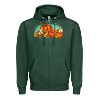 Sports Green thankful pumpkins Zipper Hoodie - MaliasSmallBusiness