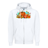 White thankful pumpkins Zipper Hoodie - MaliasSmallBusiness