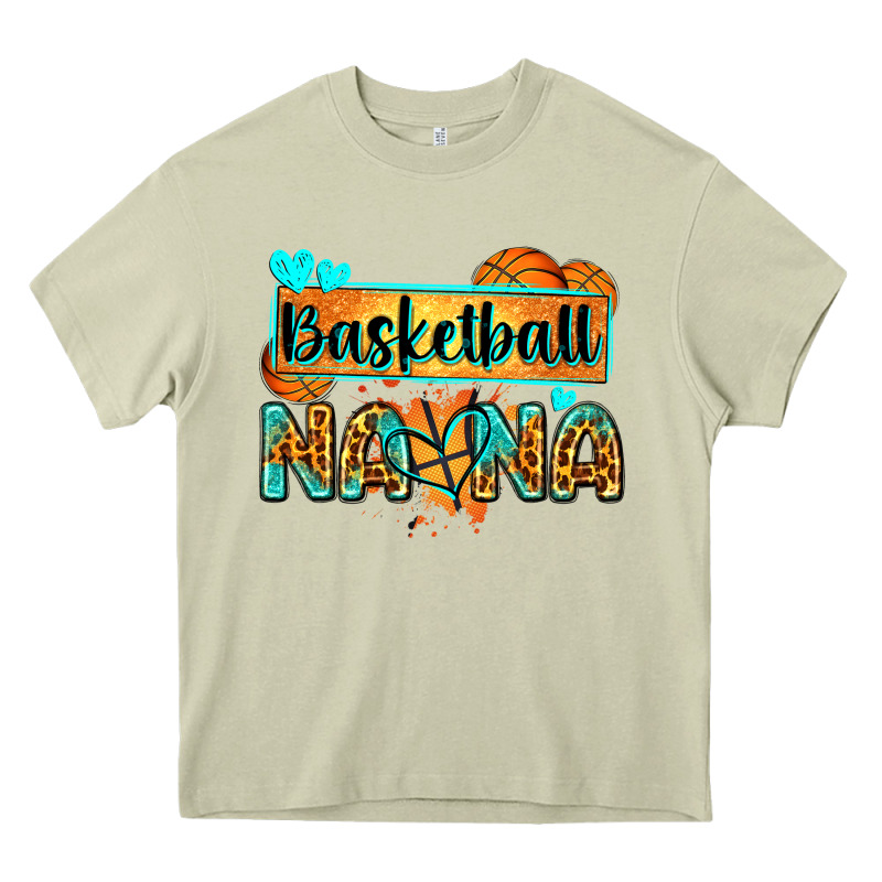 Basketball Nana With Leopard Heavy Core Tee by Zillion Design Studio | Teevron