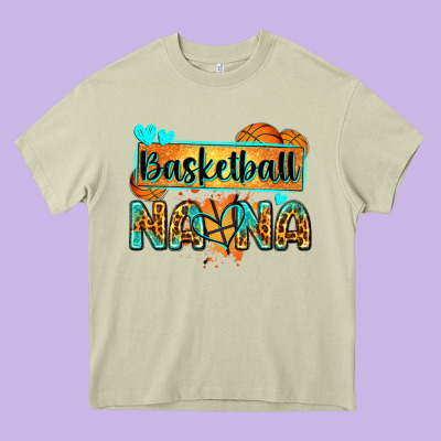 Basketball Nana With Leopard Heavy Core Tee Designed By Zillion Design Studio
