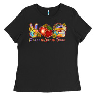 Peace Love Teach Ladies Tee | Teevron