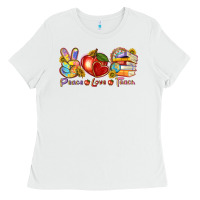 White peace love teach Ladies Tee - texasbilliewilder