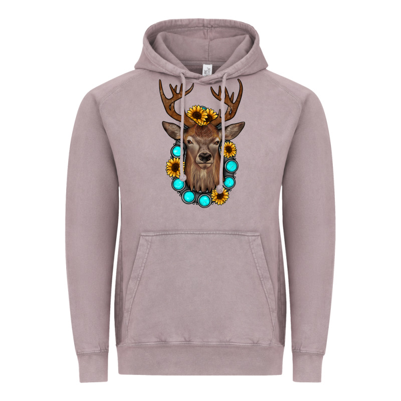 Deer Gemstone Sunflower Vintage Hoodie by JahusDesignShop | Teevron