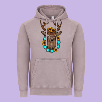 Deer Gemstone Sunflower Vintage Hoodie Designed By Jahusdesignshop