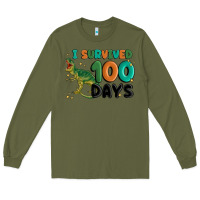 Army Green i survived 100 days Long Sleeve Tee - MaliasSmallBusiness