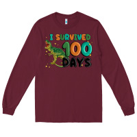 Burgundy i survived 100 days Long Sleeve Tee - MaliasSmallBusiness