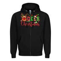 Black Deer Christmas reindeer Zipper Hoodie - NancyCooperArtShop