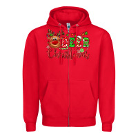 Red Deer Christmas reindeer Zipper Hoodie - NancyCooperArtShop