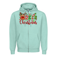 Seafoam Deer Christmas reindeer Zipper Hoodie - NancyCooperArtShop
