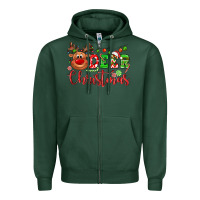 Sports Green Deer Christmas reindeer Zipper Hoodie - NancyCooperArtShop