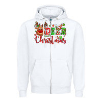 White Deer Christmas reindeer Zipper Hoodie - NancyCooperArtShop