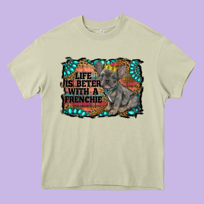 Life Is Better With A Frenchie Heavy Core Tee Designed By Ranaportraitstore