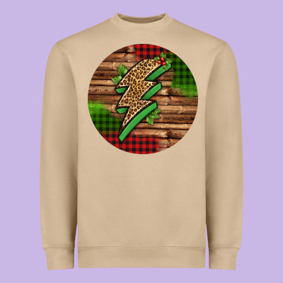 Leopard Lightning Bolt Christmas Heavyweight Sweatshirt Designed By Jasminsmagicworld