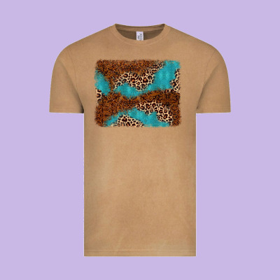 Turquoise Glitter Leopard Background Vintage Tee Designed By Adodesignshop