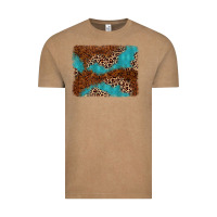 Vintage Coffee turquoise glitter leopard background Vintage Tee - AdoDesignShop