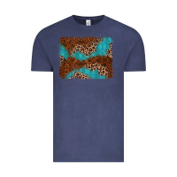 Vintage Denim turquoise glitter leopard background Vintage Tee - AdoDesignShop
