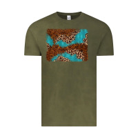 Vintage Olive turquoise glitter leopard background Vintage Tee - AdoDesignShop
