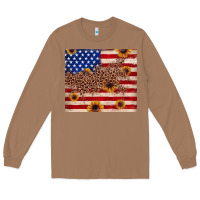 Toasted Coconut American flag leopard sunflower Long Sleeve Tee - JahusDesignShop