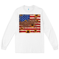 White American flag leopard sunflower Long Sleeve Tee - JahusDesignShop