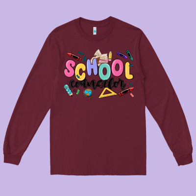School Counselor Long Sleeve Tee Designed By Maliassmallbusiness