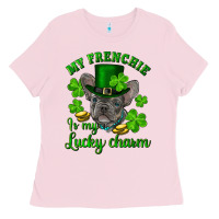 Bubblegum Pink st.patrick's day my french bulldog is my lucky charm Ladies Tee - RanaPortraitStore