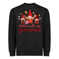 Black chilling with my gnomies Heavyweight Sweatshirt - NancyCooperArtShop