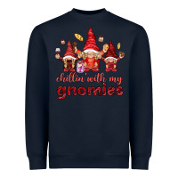 Navy chilling with my gnomies Heavyweight Sweatshirt - NancyCooperArtShop
