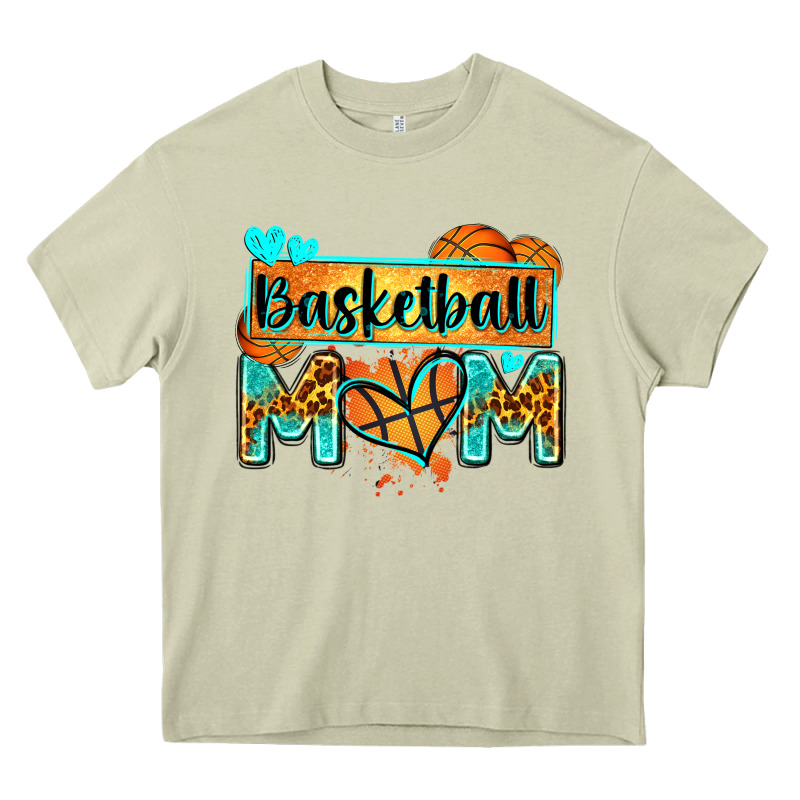 Basketball Mom With Leopard Heavy Core Tee by Zillion Design Studio | Teevron