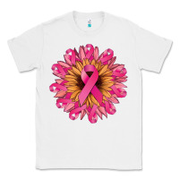 White cancer ribbon sunflower Classic Tee - NancyCooperArtShop