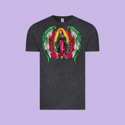 Mexican Flag Wings Our Lady Of Guadalupe Vintage Tee Designed By Artiststas