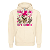 Sandshell Dead inside but merry pink Christmas skeleton Zipper Hoodie - NancyCooperArtShop