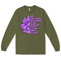 Army Green purple pancreatic cancer sunflower and cancer ribb Long Sleeve Tee - MaliasSmallBusiness