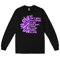 Black purple pancreatic cancer sunflower and cancer ribb Long Sleeve Tee - MaliasSmallBusiness
