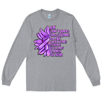 Heather Grey purple pancreatic cancer sunflower and cancer ribb Long Sleeve Tee - MaliasSmallBusiness