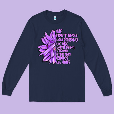 Purple Pancreatic Cancer Sunflower And Cancer Ribb Long Sleeve Tee Designed By Maliassmallbusiness