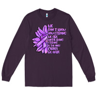 Plum purple pancreatic cancer sunflower and cancer ribb Long Sleeve Tee - MaliasSmallBusiness