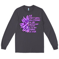 Smoke purple pancreatic cancer sunflower and cancer ribb Long Sleeve Tee - MaliasSmallBusiness