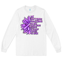 White purple pancreatic cancer sunflower and cancer ribb Long Sleeve Tee - MaliasSmallBusiness