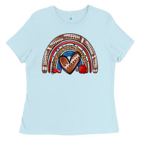 Baby Blue football rainbow Ladies Tee - Zillion Design Studio