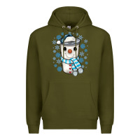 Army Green snowman coffee cup Premium Hoodie - JahusDesignShop
