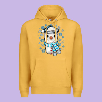 Snowman Coffee Cup Premium Hoodie Designed By Jahusdesignshop