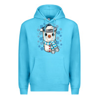 Ocean Blue snowman coffee cup Premium Hoodie - JahusDesignShop