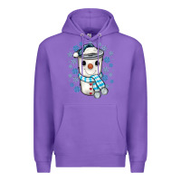 Purple snowman coffee cup Premium Hoodie - JahusDesignShop