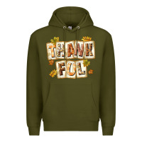 Army Green Thankful with Plate Premium Hoodie - texasbilliewilder