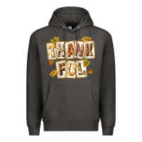 Charcoal Heather Thankful with Plate Premium Hoodie - texasbilliewilder