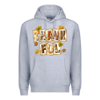 Heather Grey Thankful with Plate Premium Hoodie - texasbilliewilder