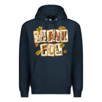 Navy Thankful with Plate Premium Hoodie - texasbilliewilder