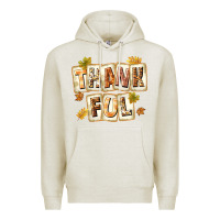 Oatmeal Heather Thankful with Plate Premium Hoodie - texasbilliewilder