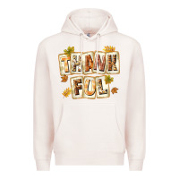 Pale Pink Thankful with Plate Premium Hoodie - texasbilliewilder