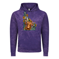 Cloud Purple idaho map long haired cow Vintage Hoodie - Jasminsmagicworld